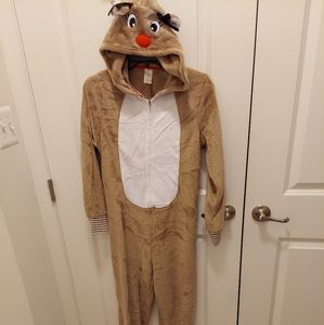 Women's Adult Reindeer one piece pajamas